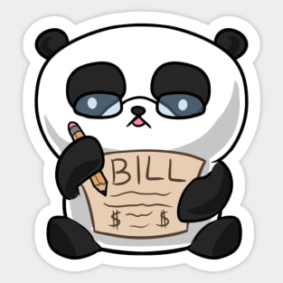 Kawaii panda paying the bills Sticker